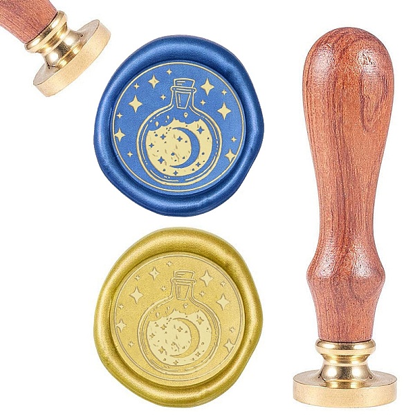 

PandaHall CRASPIRE Wax Seal Stamp Moon in Bottle, Vintage Wax Sealing Stamps Retro Wood Stamp Removable Brass Head 25mm for Envelopes...