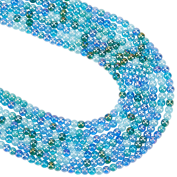 

PandaHall Beebeecraft 8 Strands Transperant Electroplate Glass Beads Strands, AB Color Plated, Round, Cornflower Blue, 4~4.5mm, Hole: 0.9mm...