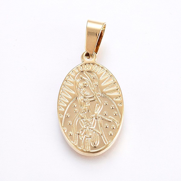 

PandaHall 304 Stainless Steel Pendants, Oval with Virgin Mary, Golden, 23x14x2.5mm, Hole: 7x4mm 304 Stainless Steel Oval