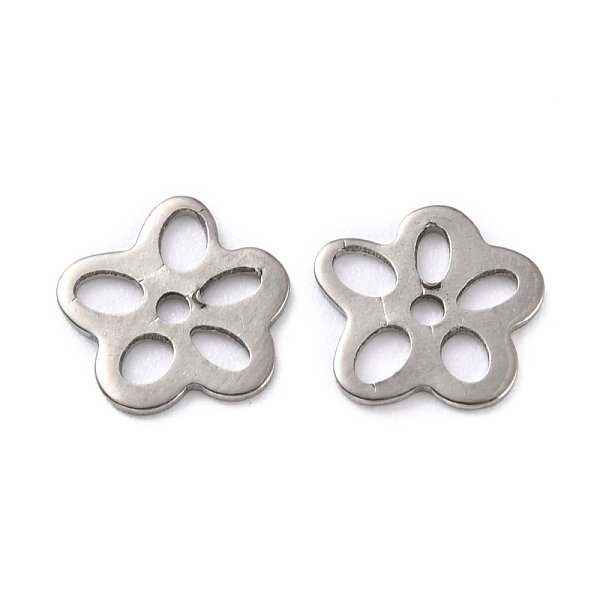 

PandaHall 201 Stainless Steel Charms, Flower, Stainless Steel Color, 10.5x10.5x0.9mm, Hole: 1.4mm 201 Stainless Steel Flower