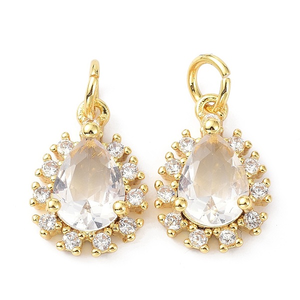 

PandaHall Brass Cubic Zirconia Charms, with Jump Ring, Long-Lasting Plated, Lead Free & Cadmium Free, Teardrop, Real 18K Gold Plated..., Clear