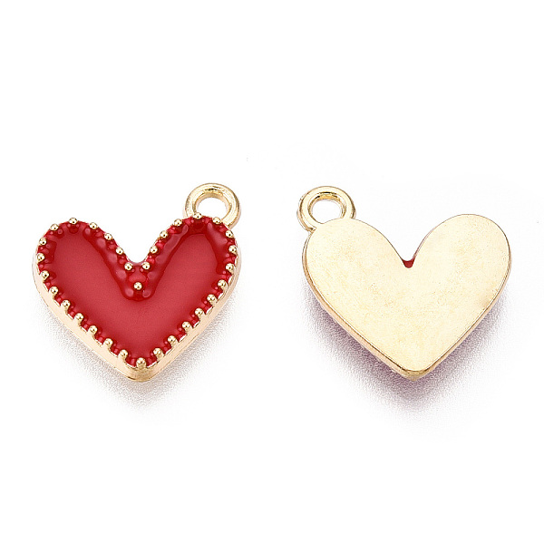 

PandaHall Alloy Enamel Charms, Cadmium Free & Nickel Free & Lead Free, Light Gold, Heart Charm, Red, 14x13.5x2mm, Hole: 1.5mm Alloy+Enamel...