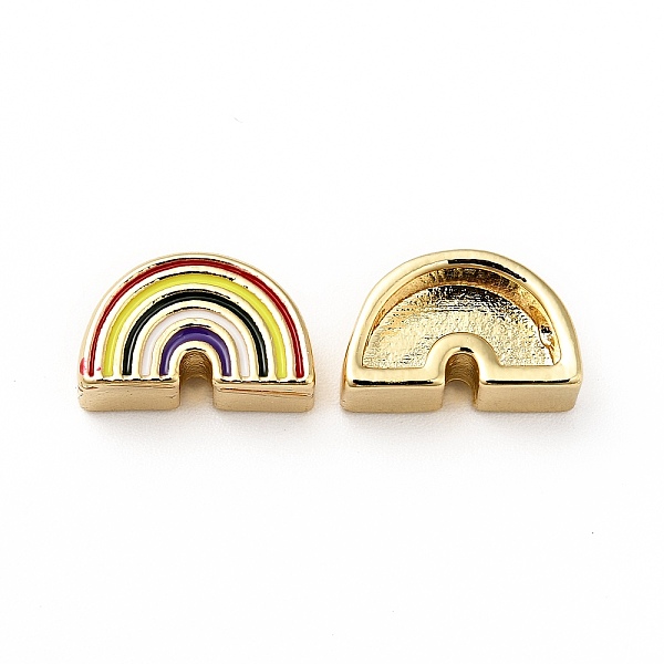 

PandaHall Rack Plating Brass Enamel Beads, Cadmium Free & Lead Free, Real 18K Gold Plated, Rainbow, Colorful, 7.5x12x5mm, Hole: 1.7mm...