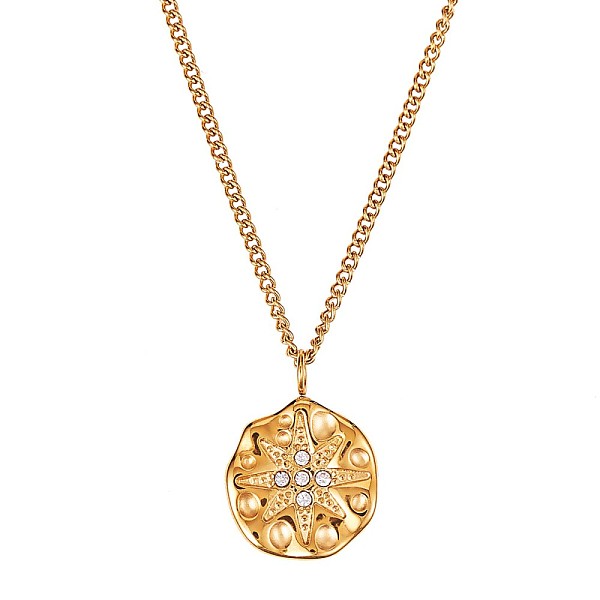 

PandaHall Clear Cubic Zirconia Star Pendant Necklace, Titanium Steel Jewelry for Women, Golden, 15.75 inch(40cm) Cubic Zirconia