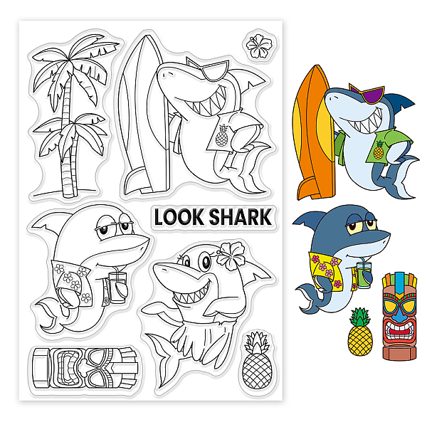 

PandaHall PVC Plastic Stamps, for DIY Scrapbooking, Photo Album Decorative, Cards Making, Stamp Sheets, Shark Pattern, 16x11x0.3cm Plastic...