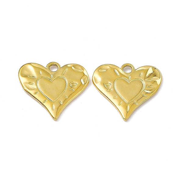 

PandaHall Ion Plating(IP) 304 Stainless Steel Pendants, Heart Charm, Real 18K Gold Plated, 24x25.5x2mm, Hole: 3mm 304 Stainless Steel Heart