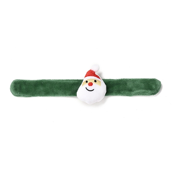 PandaHall Christmas Slap Bracelets, Snap Bracelets for Kids and Adults Christmas Party, Santa Claus/Father Christmas, Green, 24.5x2.5x0.2cm...