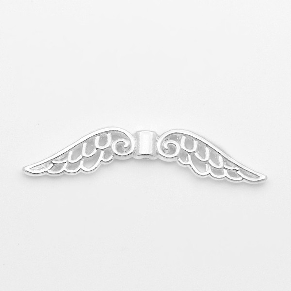 

PandaHall Tibetan Style Alloy Beads, Lead Free, Wing, Silver Color Plated, 51x14x4mm, Hole: 2mm Alloy Wing