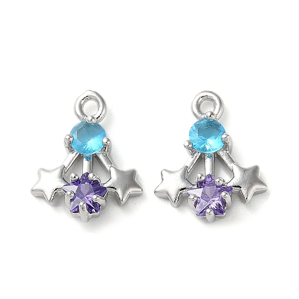 

PandaHall Brass Micro Pave Cubic Zirconia Charms, Star Charm, Platinum, 13.5x11x3mm, Hole: 1.3mm Brass+Cubic Zirconia Star