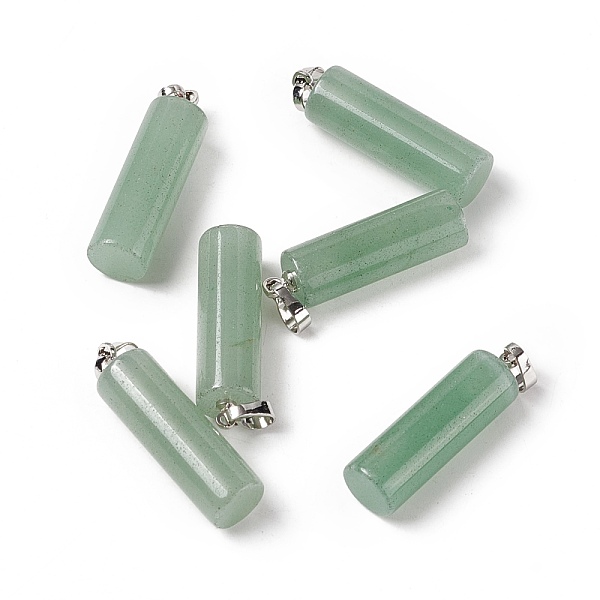 

PandaHall Natural Green Aventurine Pendants, with Platinum Tone Brass Findings, Column Charm, 27x8mm, Hole: 6x3.2mm Green Aventurine Column