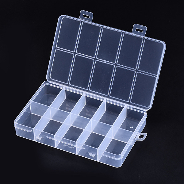 

PandaHall Polypropylene(PP) Bead Storage Containers, 10 Compartments Organizer Boxes, with Hinged Lid, Rectangle, Clear, 16.1x10x2.6cm, Hole...