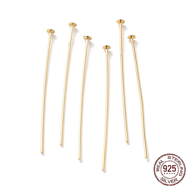 

PandaHall 925 Sterling Silver Flat Head Pins, Golden, 21 Gauge, 25x0.7mm, Head: 2mm Sterling Silver