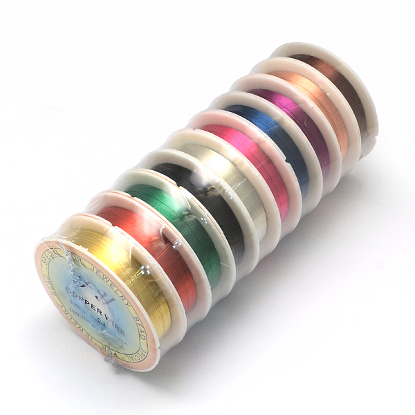 

PandaHall Round Copper Jewelry Wire, Mixed Color, 22 Gauge, 0.6mm, about 22.96 Feet(7m)/roll, 10 rolls/group Copper Round Multicolor