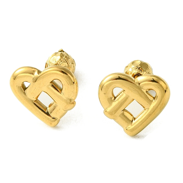 

PandaHall Ion Plating(IP) 304 Stainless Steel Ear Studs, Heart, Golden, 11.5x12mm 304 Stainless Steel Heart