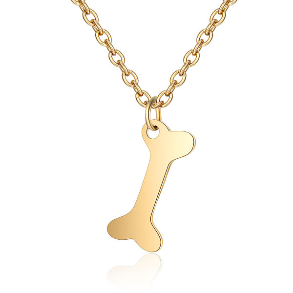 

PandaHall 201 Stainless Steel Pendants Necklaces, Bone, Golden, 16.3 inch(40cm)x1mm 201 Stainless Steel