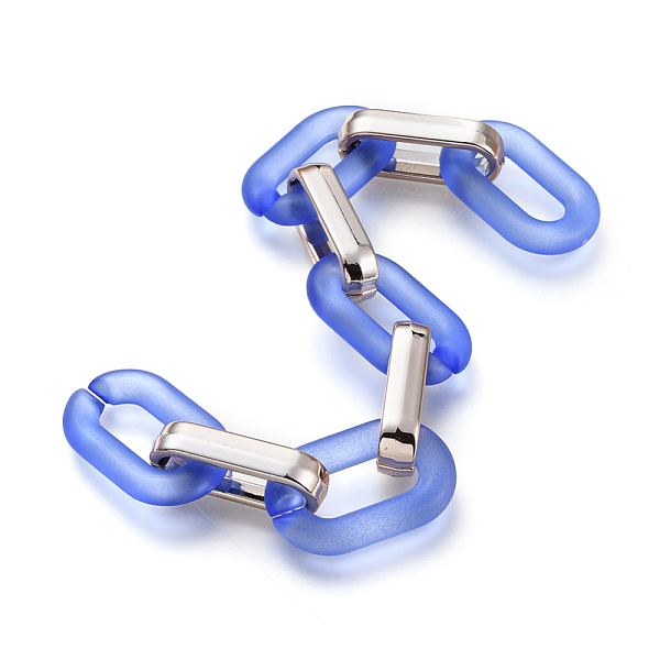 

PandaHall Handmade Figaro Chains, with Transparent Frosted Acrylic Linking Ring and CCB Plastic Linking Ring, Oval, Royal Blue, Link...