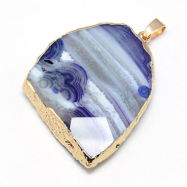 Electroplated Natural Striped Agate/Banded Agate Pendants