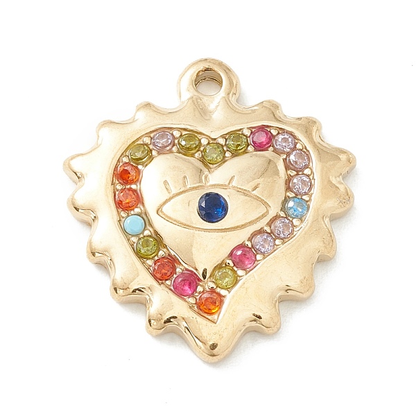 

PandaHall Ion Plating(IP) 304 Stainless Steel Pendants, with Rhinestones, Golden, Heart, Colorful, 20x18x3.4mm, Hole: 1.3mm Stainless..., Multicolor