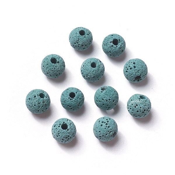 

PandaHall Unwaxed Natural Lava Rock Beads, for Perfume Essential Oil Beads, Aromatherapy Beads, Dyed, Round, Dark Cyan, 8.5mm, Hole: 1.5~2mm...