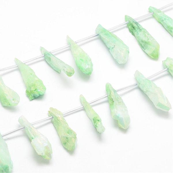 

PandaHall Electroplated Natural Quartz Crystal Beads Strands, Top Drilled Beads, Teardrop, Honeydew, 24~31x6~8x4~6mm, Hole: 1.5mm, about..., Green