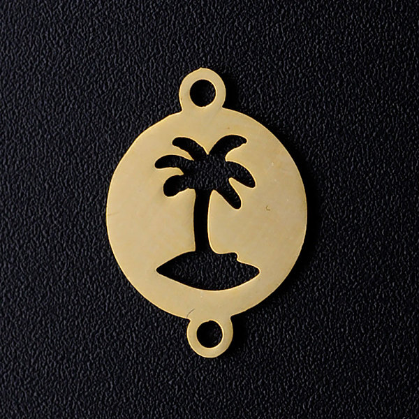 

PandaHall 201 Stainless Steel Links connectors, Flat Round with Coconut Tree, Golden, 16.5x12x1mm, Hole: 1.5mm 201 Stainless Steel Flat...