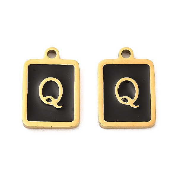 

PandaHall 304 Stainless Steel Pendants, with Enamel, Rectangle with Letter Charm, Golden, Letter Q, 17.5x12x1.5mm, Hole: 1.5mm Stainless...