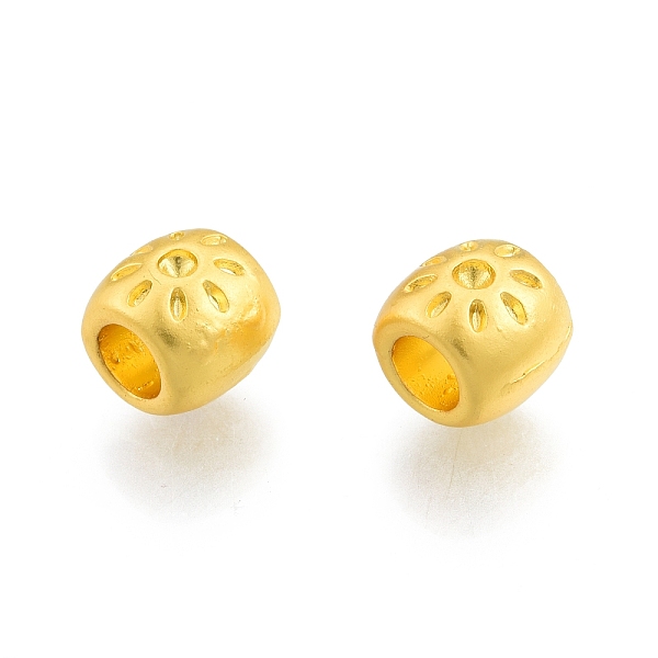 

PandaHall Alloy European Beads, Large Hole Beads, Barrel with Sun, Matte Gold Color, 8.5x9mm, Hole: 4.5mm Alloy Barrel