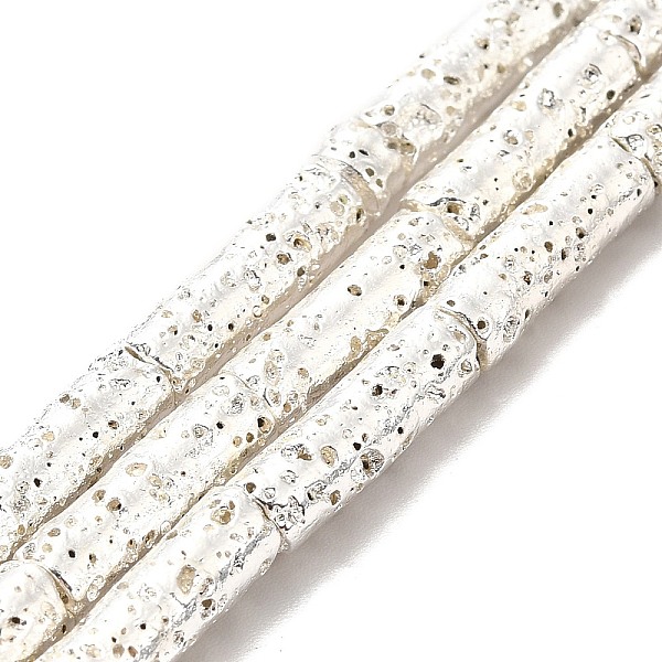 

PandaHall Electroplated Natural Lava Rock Beads Strands, Column, Silver Plated, 13x4mm, Hole: 1mm, about 29~30pcs/strand, 15.35~15.94 inch...