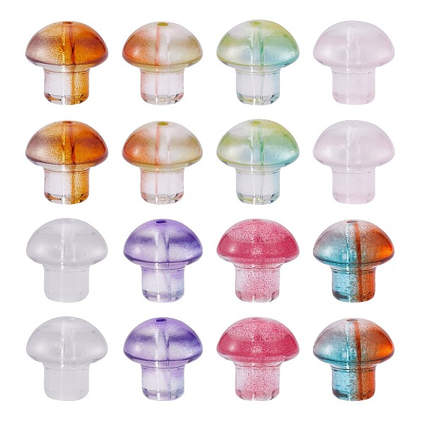 

PandaHall 96pcs 8 Colors Transparent Glass Beads, Mushroom, Mixed Color, 13.5x13.5mm, Hole: 1.6mm, 12pcs/color Glass Mushroom Multicolor