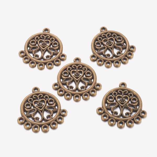 PandaHall Alloy Cabochon Connector Settings, Lead Free and Nickel Free and Cadmium Free, Flat Round, Antique Bronze, 30x22.5x2mm, Hole: 2mm...