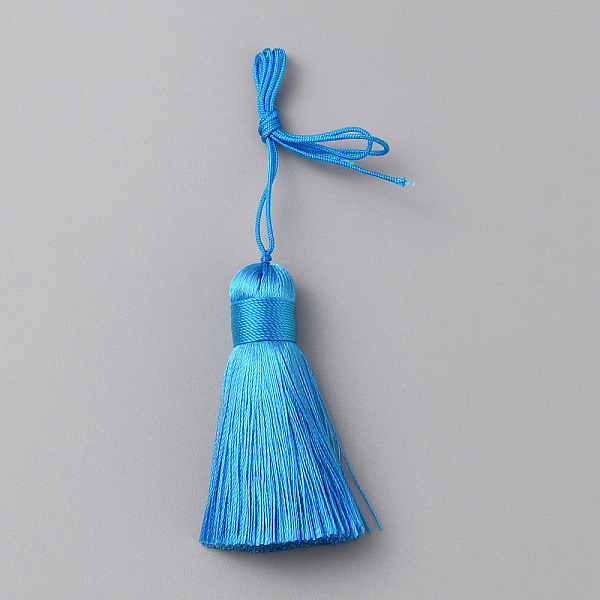 

PandaHall Polyester Tassel Big Pendant Decorations, Dodger Blue, 50~57x12mm Polyester