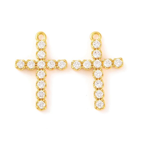 Brass Micro Pave Clear Cubic Zirconia Pendants