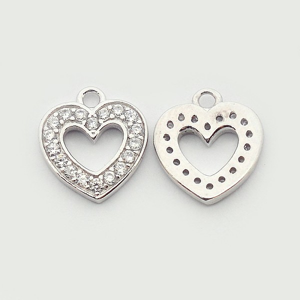 

PandaHall Brass Micro Pave Cubic Zirconia Heart Pendants, Cadmium Free & Nickel Free & Lead Free, Platinum, 10.5x10x2mm, Hole: 1mm..., Clear