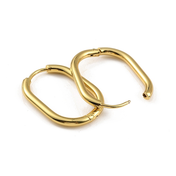 

PandaHall Ion Plating(IP) 304 Stainless Steel Oval Hoop Earrings, Real 18K Gold Plated, 27x19.5x3mm, Pin: 1mm 304 Stainless Steel Oval
