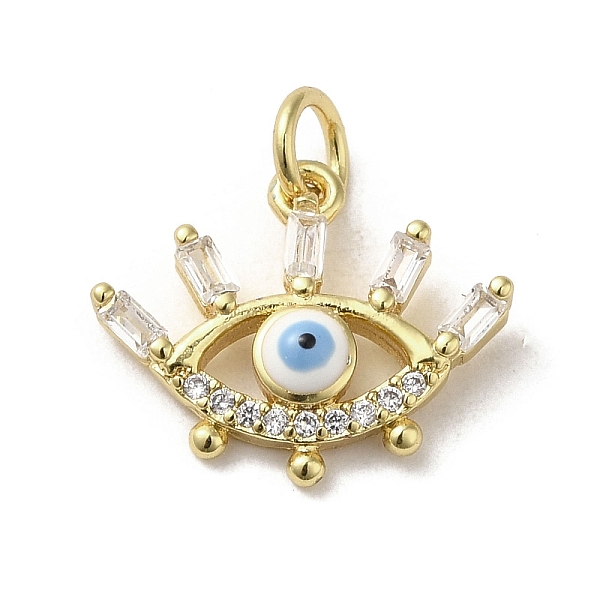 

PandaHall Brass Micro Pave Cubic Zirconia Pendants, with Enamel and Glass, with Jump Ring, Real 18K Gold Plated, Evil Eye, Clear...