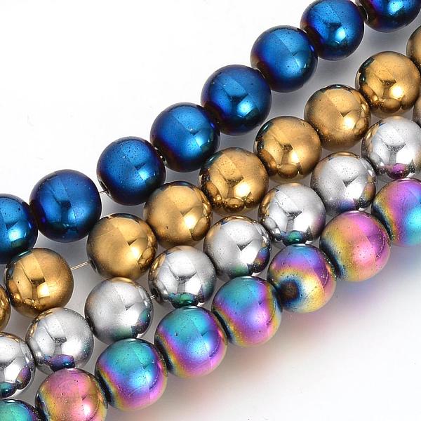 

PandaHall Electroplate Non-magnetic Synthetic Hematite Beads Strands, Matte Style, Round, Mixed Color, 10mm, Hole: 2mm, about 40pcs/strand...