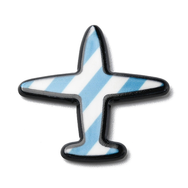 

PandaHall Opaque Acrylic Cabochons, Plane, Stripe Pattern, Sky Blue, 28.5x30x1.7mm Acrylic Vehicle