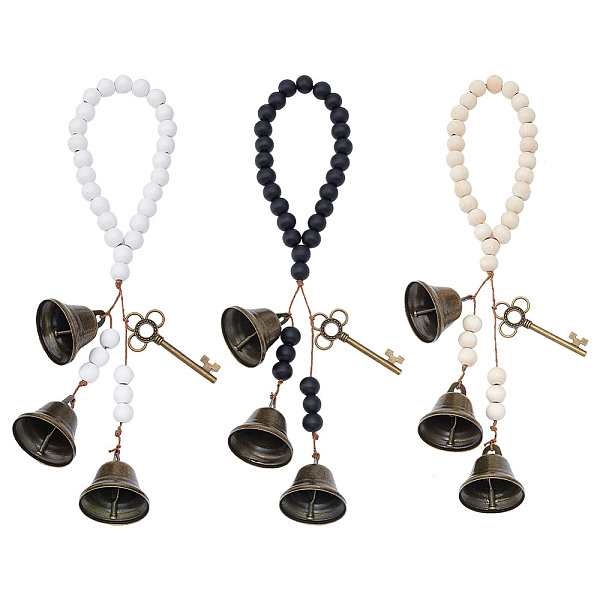 

PandaHall OLYCRAFT 3Pcs Witch Bells for Door Knob Witchcraft Bells Witch Bells Door Knob Hanger Pagan Bell Decor Wood Beads Antique Magic..., Multicolor