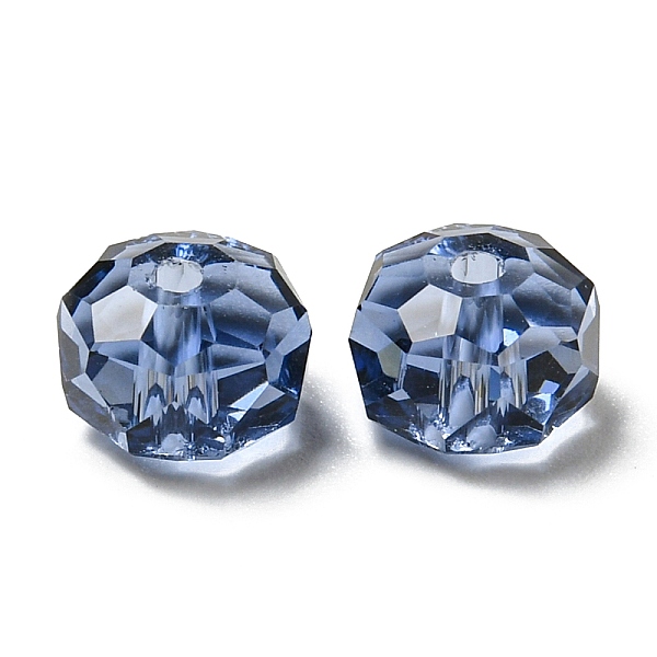 

PandaHall Transparent Glass Beads, Faceted, Rondelle, Montana, 6x4mm, Hole: 1.2mm Glass Rondelle Blue
