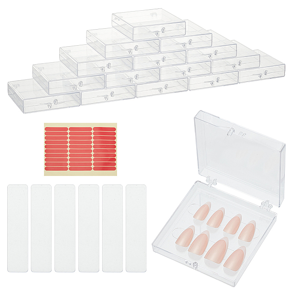 

PandaHall 15Pcs Transparent Plastics Hand-wearing Armor Storage Case, with 30Pcs Acrylic Display Plate and 1 Sheet Side Adhesive Glue..., Multicolor