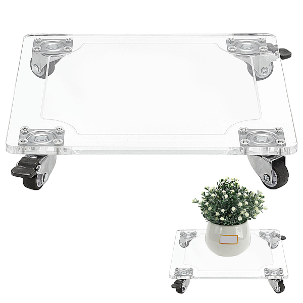 

PandaHall BENECREAT Acrylic Plant Caddy Heavy Duty 30Kg /66lbs Capacity, 10x10inch Square Clear Plant Pots Stands with 4 Rubber Wheels...