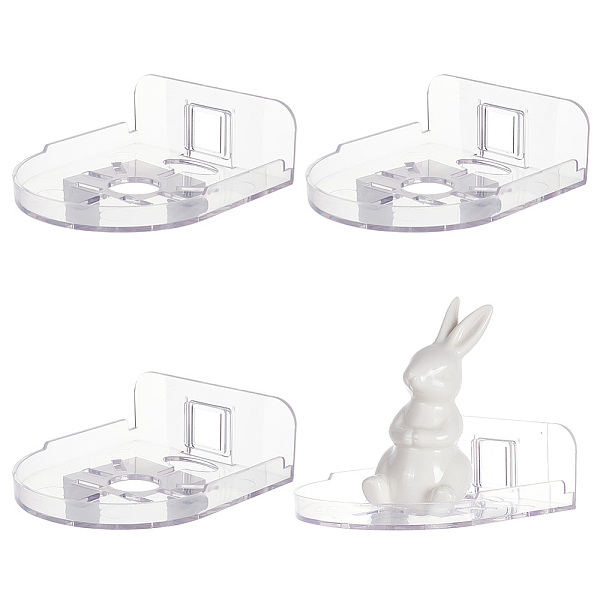 

PandaHall Plastic Wall Mounted Adhesive Rack, Small Floating Shelves, Clear, 110x95x38mm, Inner Diameter: 91x100mm Plastic Arch Clear