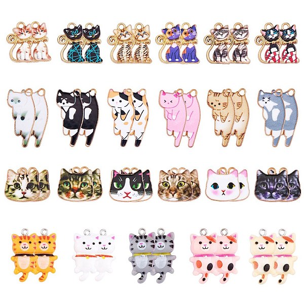 PandaHall DIY Pendant Jewelry Making Finding Kit, Including 46Pcs 23 Style Alloy Enamel & Resin Pendants, Cat, Mixed Color...
