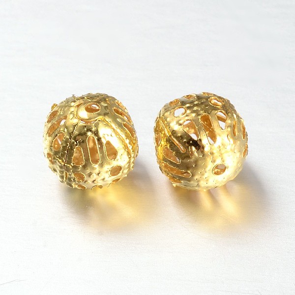 

PandaHall Cube Iron Filigree Beads, Golden, 8x8x8mm, Hole: 1mm, about 1000pcs/bag Iron Cube