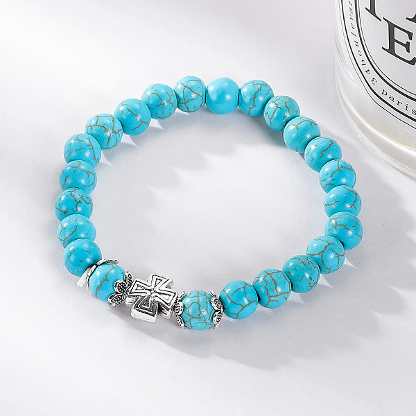

PandaHall Beaded Bracelet Women's Set Popular Bohemian Ethnic Style Turquoise Bracelet Natural Gemstone