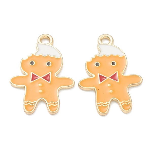 

PandaHall Alloy Enamel Pendants, for Christmas, Gingerbread Man, Goldenrod, Light Gold, 23x16x1mm, Hole: 1mm Alloy+Enamel Human Gold