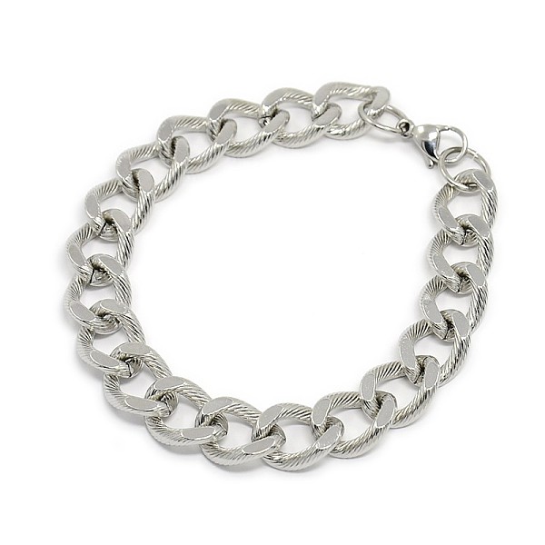 

PandaHall 304 Stainless Steel Curb Chain/Twisted Chain Bracelets, with Lobster Claw Clasps, Faceted, Stainless Steel Color, 8-5/8 inch...
