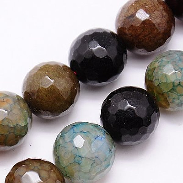 

PandaHall Natural Crackle Agate Beads Strands, Dyed, Faceted, Round, 14mm, Hole: 1mm Crackle Agate Round