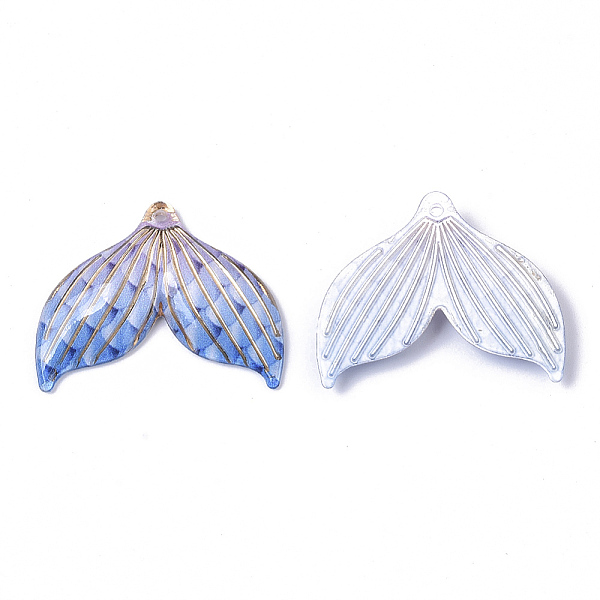 

PandaHall Transparent UV Printed Acrylic Pendants, with Spray Paint Bottom, Fishtail, Dodger Blue, 24.5x29.5x4mm, Hole: 1.4mm Acrylic Others