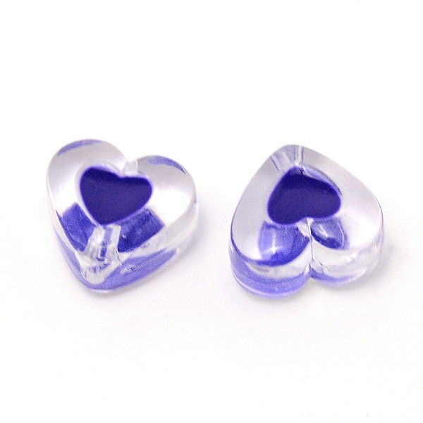 

PandaHall Transparent Clear Enamel Acrylic Beads, Heart, Blue, 15x17x11mm, Hole: 2mm Acrylic Heart Blue